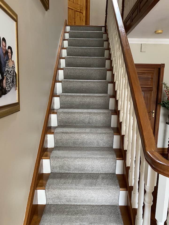 image of a stairs carpet after being cleaned in Galway